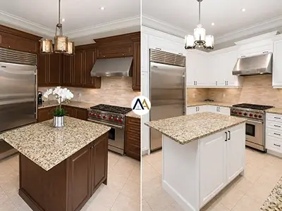Lawrence Park Maple Kitchen Cabinets Painted White Dove OC 17